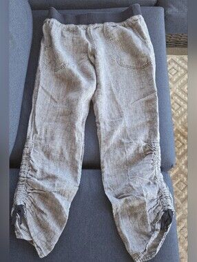 Women Toad&Co Lina Linen Pant S Cinch Chambray Lightweight Summer Beach Coastal